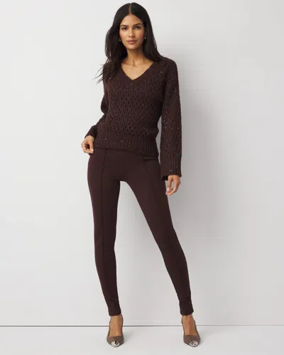 White House Black Market Ponte High-rise Leggings In Brown