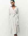 White House Black Market Poplin Midi Shirt Dress In Sherry Stripe White