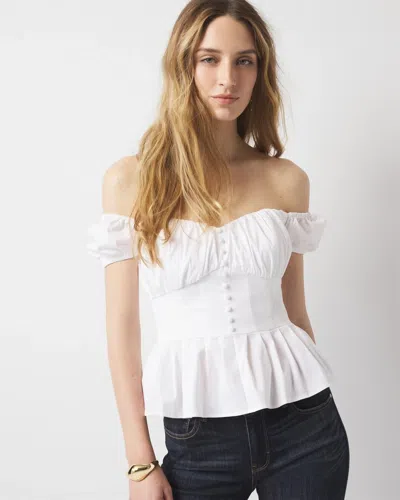 White House Black Market Poplin Peplum Bustier Top In White