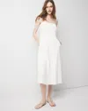 White House Black Market Poplin Tie Back Midi Dress In White