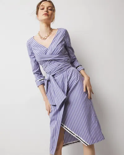 White House Black Market Poplin Twist-front Midi Shirt Dress In Colettestp Velvet Morning