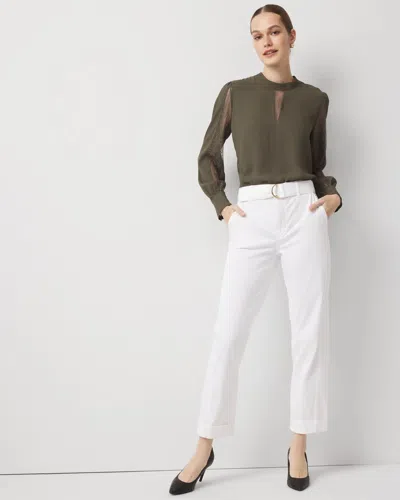 White House Black Market Pret High-rise Straight Ankle Pant In White