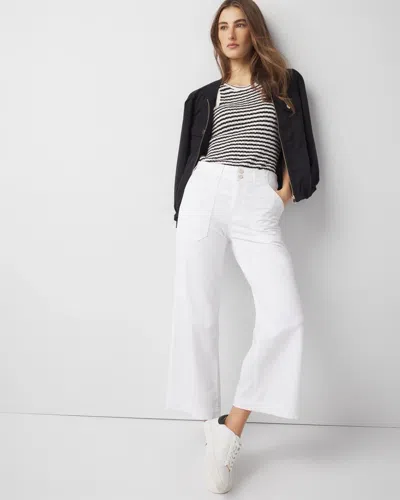 White House Black Market Pret Utility Wide Leg Cropped Jeans In White
