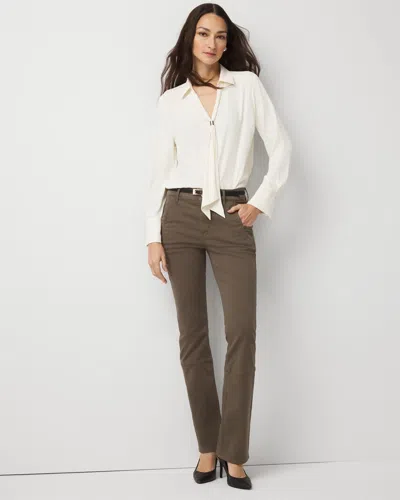 White House Black Market Pret Zip Hem High-rise Bootcut Jean In White