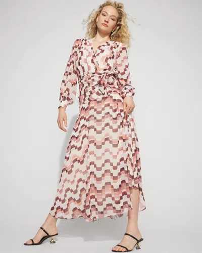 White House Black Market Printed Chiffon Maxi Dress In Gold