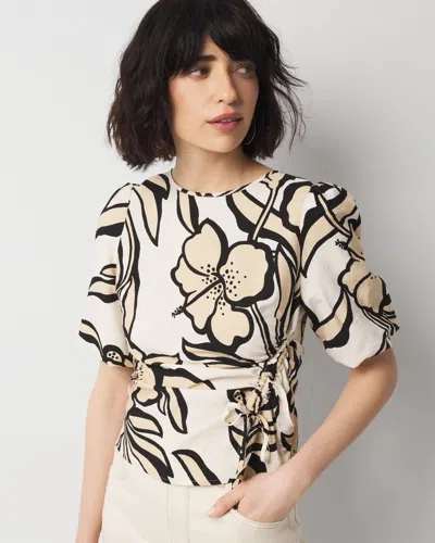 White House Black Market Puff-sleeve Drawstring Blouse