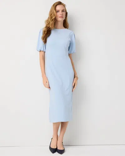 White House Black Market Puff Sleeve Midi Sheath Dress In White