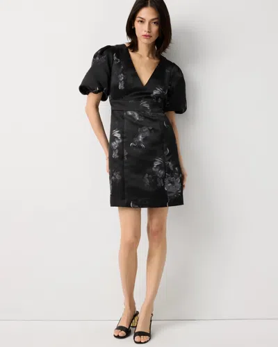 White House Black Market Puff Sleeve Mini Dress In Black