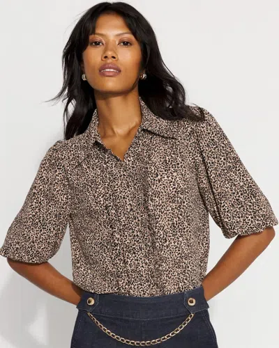 White House Black Market Puff Sleeve Ruffle Shirt