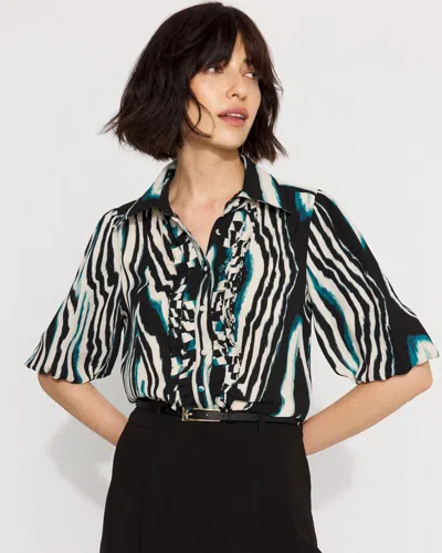 White House Black Market Puff Sleeve Ruffle Shirt