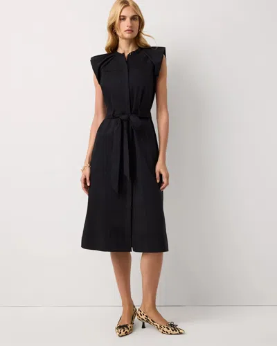 White House Black Market Puff Sleeve Shirt Dress In Black