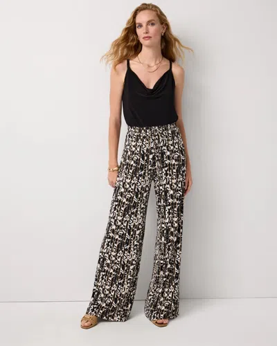 White House Black Market Pull-on Wide Leg Pants In Animal Print