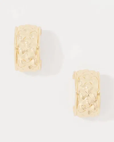 White House Black Market Quilted Gold Hoop Earrings |