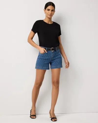 White House Black Market Quilted Mid-rise Denim Jean Shorts