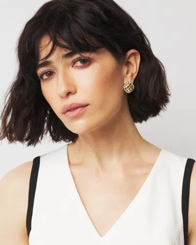 White House Black Market Quilted Pave Stud Earrings |  In Gold