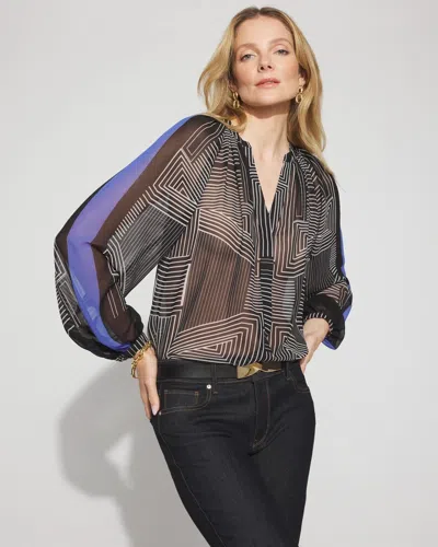 White House Black Market Raglan Sleeve Georgette Blouse In Black