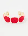 White House Black Market Red Raffia + Gold Cuff |