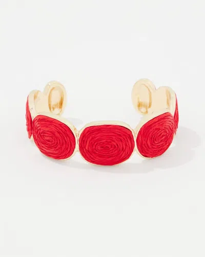 White House Black Market Red Raffia + Gold Cuff |