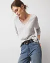White House Black Market Relaxed Cashmere-blend V-neck Sweater In Heather Lunar
