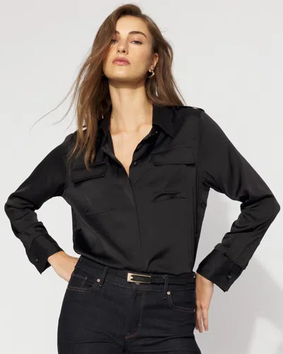 White House Black Market Relaxed Utility Satin Shirt In Green