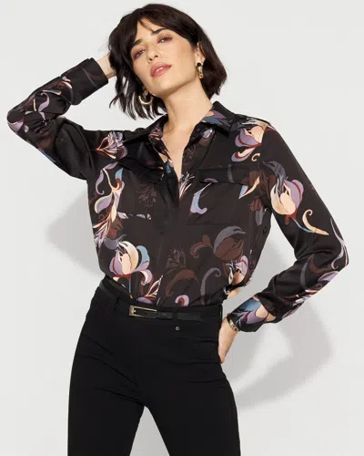 White House Black Market Relaxed Utility Satin Shirt In Multi