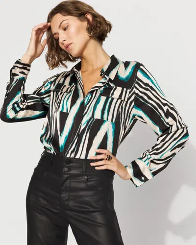White House Black Market Relaxed Utility Satin Shirt In Multi