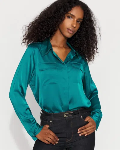 White House Black Market Relaxed Utility Satin Shirt In Pink