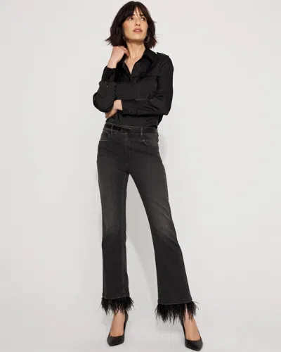 White House Black Market Removable Feather Hem Kick Flare Jeans In Black