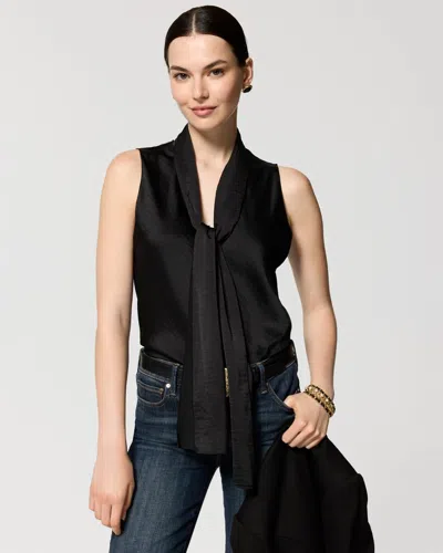 White House Black Market Removable Tie-neck Satin Shell In Black