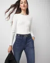 WHITE HOUSE BLACK MARKET RIBBED CREWNECK PULLOVER SWEATER