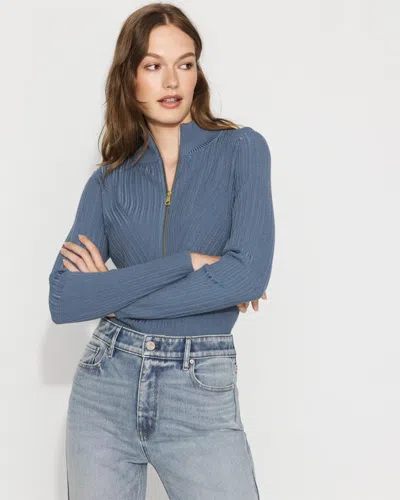 White House Black Market Ribbed Knit Half-zip Mock Neck Sweater