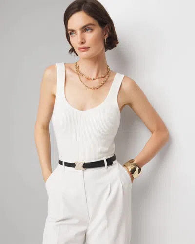 White House Black Market Ribbed Knit Sweater Tank Top In White