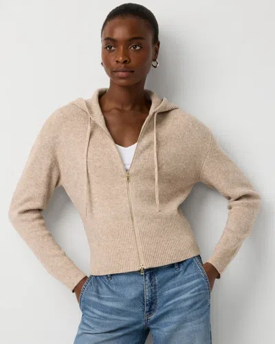 White House Black Market Ribbed Knit Zip Hooded Sweater Jacket