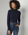White House Black Market Ribbed Mockneck Sweater In Officer Blue