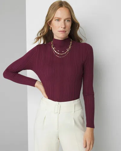 White House Black Market Ribbed Mockneck Sweater In Windsor Wine