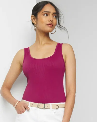 White House Black Market Ribbed Scoop Tank Top In Fuchsia Pink