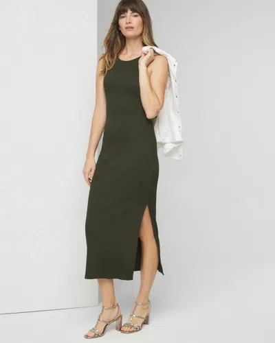White House Black Market Ribbed Sleeveless Midi Dress In Sergeant