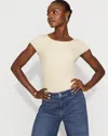 White House Black Market Ribbed Stretch Metallic Tee In Neutral