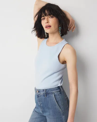 White House Black Market Ribbed Stretch Racer Back Tank Top In Blue