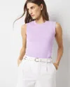 White House Black Market Ribbed Stretch Ruched Side Tank Top In Lavender