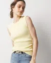 White House Black Market Ribbed Stretch Ruched Side Tank Top In Lemon Spritz