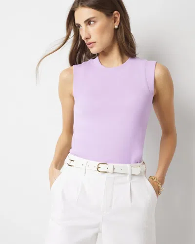 White House Black Market Ribbed Stretch Ruched Side Tank Top In Purple