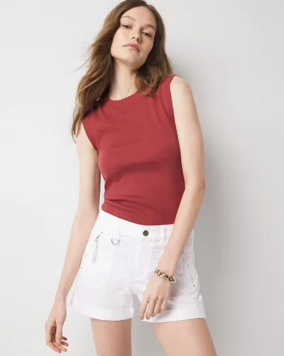 White House Black Market Ribbed Stretch Ruched Side Tank Top In Sienna