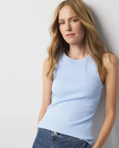 White House Black Market Ribbed Stretch Tank Top In Chambray Blue