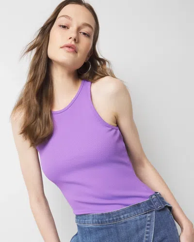 White House Black Market Ribbed Stretch Tank Top In Violet Light