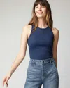 White House Black Market Ribbed Tank In Officer Blue