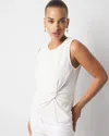 White House Black Market Ring Detail Ruched Tank Top In White