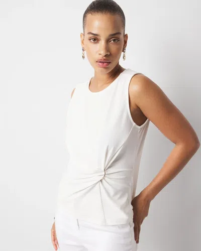White House Black Market Ring Detail Ruched Tank Top In White