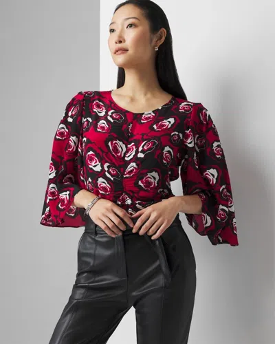 White House Black Market Rose Print Blouse In Bella Rosa S Indulgent