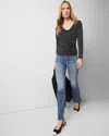 WHITE HOUSE BLACK MARKET RUCHED BUTTON TRIMMED TOP